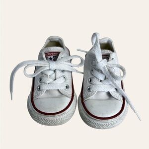 Converse Kids White and Red Low-Top Canvas Sneakers